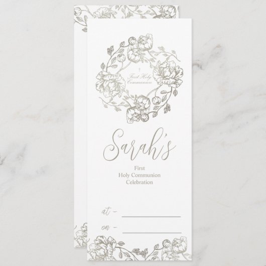 Eerste Heilige Communie Gouden Bloem Kaart (Voorkant / Achterkant)