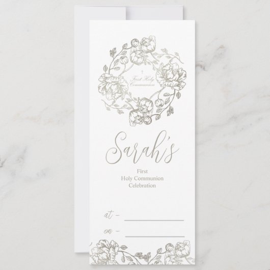 Eerste Heilige Communie Gouden Bloem Kaart (Voorkant)