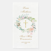 Eerste Heilige Communie Gouden Bloemenslinger Servet (Voorkant)