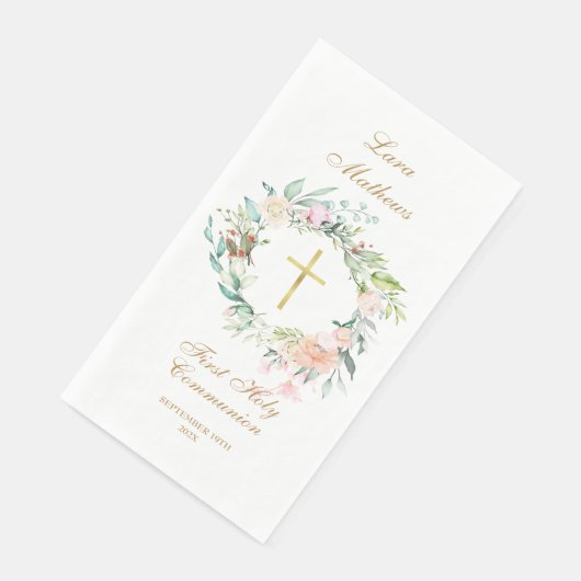 Eerste Heilige Communie Gouden Bloemenslinger Servet (Hoek)