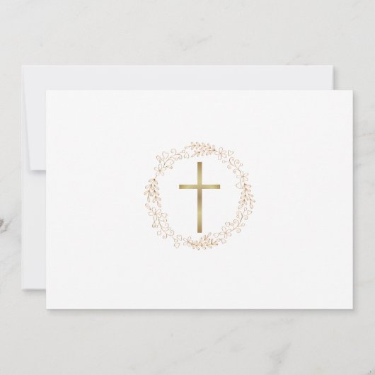 Eerste Heilige Communie Gouden Bloemenslingering F Bedankkaart (Achterkant)