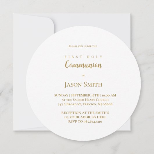 Eerste Heilige Communie gouden cirkel groen blad Kaart (Achterkant)