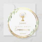 Eerste Heilige Communie gouden cirkel groen blad Kaart (Voorkant)