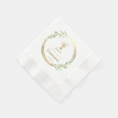 Eerste Heilige Communie gouden cirkel groen blad Servet (Hoek)