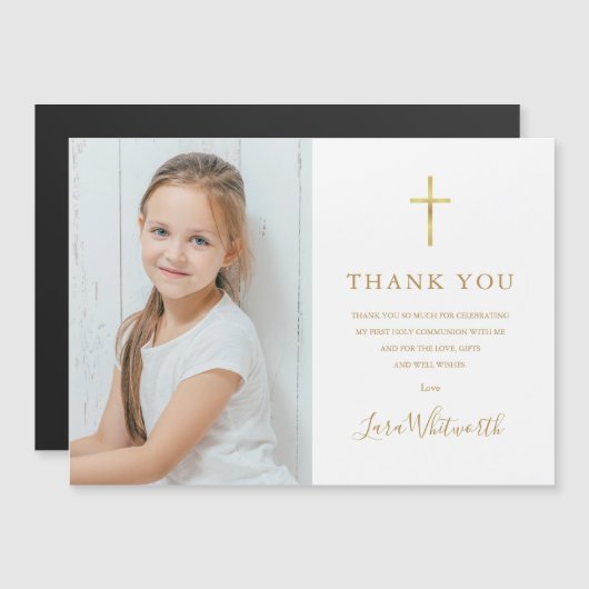 Eerste Heilige Communie Gouden Dank Je Foto (Voorkant / Achterkant)
