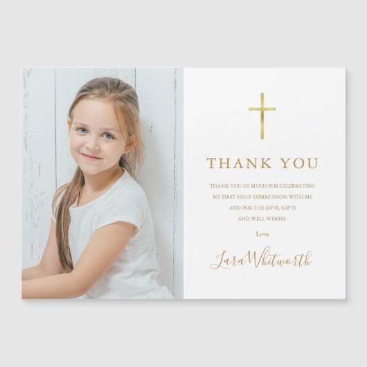 Eerste Heilige Communie Gouden Dank Je Foto (Voorkant)