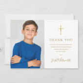 Eerste Heilige Communie Gouden Handtekening Foto  Bedankkaart (Voorkant)