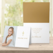 Eerste Heilige Communie Gouden Handtekening Foto Bedankkaart
