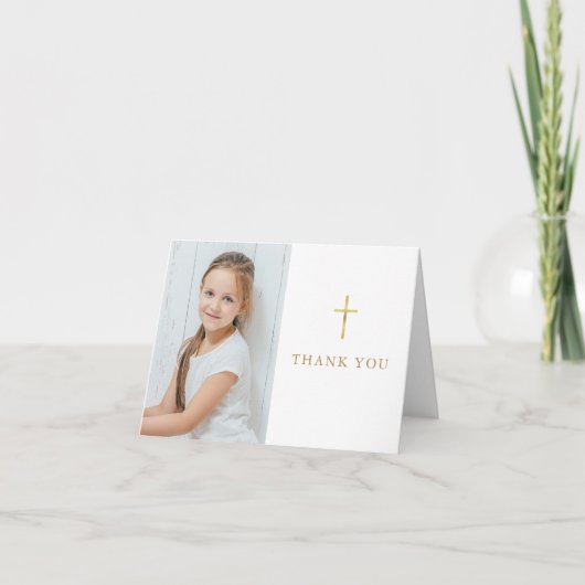 Eerste Heilige Communie Gouden Handtekening Foto Bedankkaart (Voorkant)