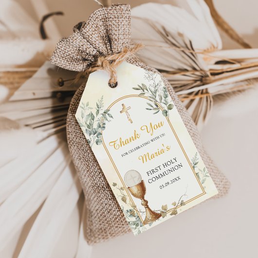 Eerste Heilige Communie Gouden Kruis Cadeaulabel