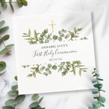 Eerste Heilige Communie Gouden Kruis Groene Decora