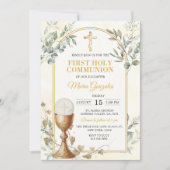 Eerste Heilige Communie Gouden Kruis Kaart (Voorkant)