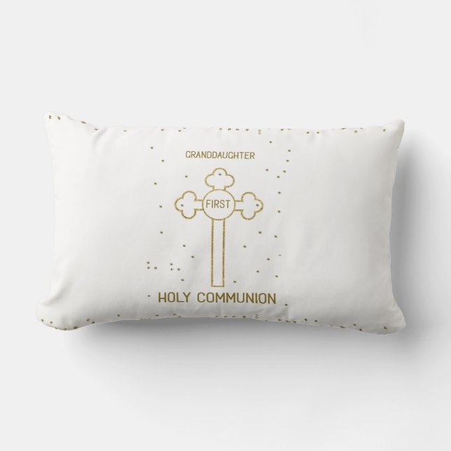 Eerste Heilige Communie gouden kruis kleindochter Kussen (Voorkant)