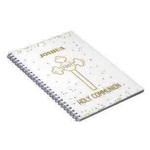 Eerste Heilige Communie Gouden Kruis met Eigen Naa Notitieboek