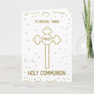 Eerste Heilige Communie Gouden Kruis Tweeling Kaart