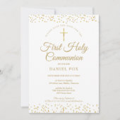 Eerste Heilige Communie Gouden Stof Save The Date (Voorkant)