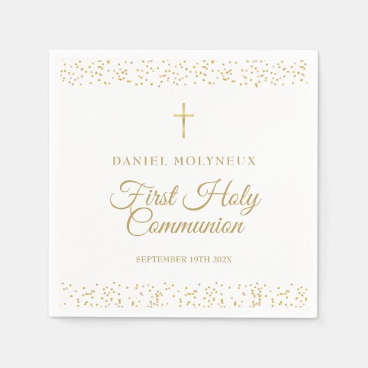 Eerste Heilige Communie Goudstof Servet (Voorkant)