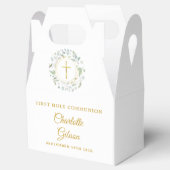 Eerste Heilige Communie Greenery Garland Gold Scri Bedankdoosjes (Geopend)