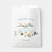Eerste Heilige Communie Greenery Ivory Blue Flower Bedankzakje (Voorkant)