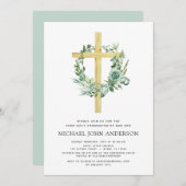 Eerste Heilige Communie Greenery Sage Eucalyptus I Kaart (Voorkant / Achterkant)