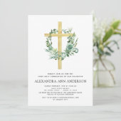 Eerste Heilige Communie Greenery Sage Eucalyptus I Kaart (Staand voorkant)