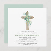 Eerste Heilige Communie Greenery Sage Eucalyptus Kaart (Voorkant / Achterkant)