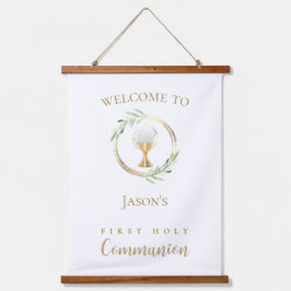 Eerste Heilige Communie groen blad Hangend Wandkleed