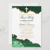 Eerste Heilige Communie Groen Goud Marmer Geode Kaart (Voorkant)