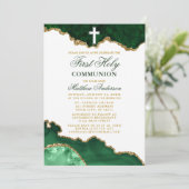 Eerste Heilige Communie Groen Goud Marmer Geode Kaart (Staand voorkant)