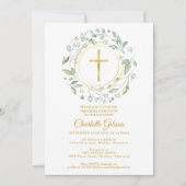 Eerste Heilige Communie Groene Decoratie Gouden Kr Kaart (Voorkant)