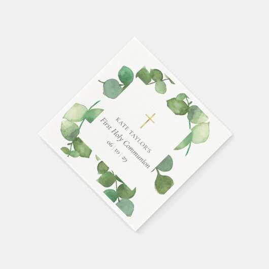 Eerste Heilige Communie Groene Eucalyptus Servet (Hoek)