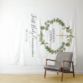 Eerste Heilige Communie Groene Foto Achtergrond Wandkleed (In Situ (horizontaal))