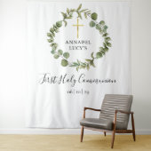 Eerste Heilige Communie Groene Foto Achtergrond Wandkleed (In situ)