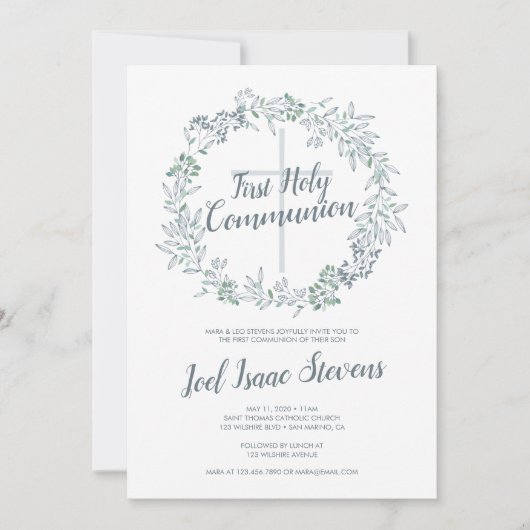 Eerste Heilige Communie Groene Krans Kaart (Voorkant)