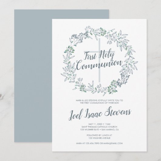 Eerste Heilige Communie Groene Krans Kaart (Voorkant / Achterkant)