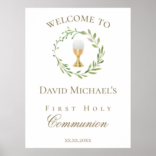 Eerste Heilige Communie groene krans welkom Poster (Voorkant)