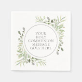 Eerste Heilige Communie Groene Waterverf Bladeren Servet (Voorkant)