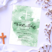 Eerste Heilige Communie Groene Waterverf Kaart