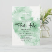 Eerste Heilige Communie Groene Waterverf Kaart (Staand voorkant)