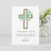 Eerste Heilige Communie Groene Wijze Dank u Kaart (Staand voorkant)