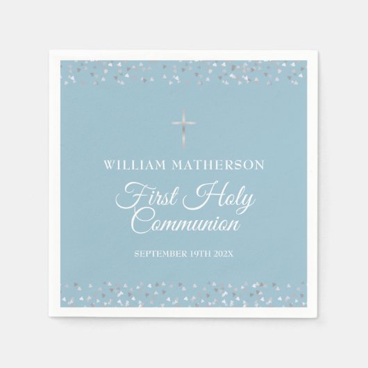 Eerste Heilige Communie Hartjes Confetti Servet (Voorkant)