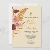 Eerste Heilige Communie Herfst Boho Rustieke Bloem Kaart (Voorkant)