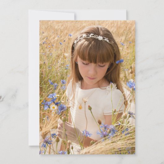 Eerste Heilige Communie Herfst Boho Rustieke Bloem Kaart (Achterkant)