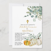 Eerste Heilige Communie Herfst Pompoen Groene Tuin Kaart (Voorkant)