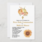 Eerste Heilige Communie Herfst Pompoen Zonnebloem  Kaart (Voorkant)