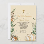 Eerste Heilige Communie Herfst Rustieke Bruine Blo Kaart (Voorkant)