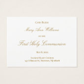 Eerste Heilige Communie herinneringskaart Visitekaartje (Achterkant)