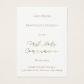 Eerste Heilige Communie herinneringskaart Visitekaartje (Achterkant)