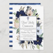Eerste Heilige Communie in Blauwe Bloemen Kaart (Voorkant / Achterkant)