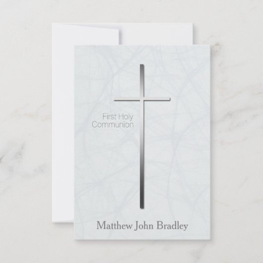 Eerste Heilige Communie in blauwe uitnodiging (Voorkant)